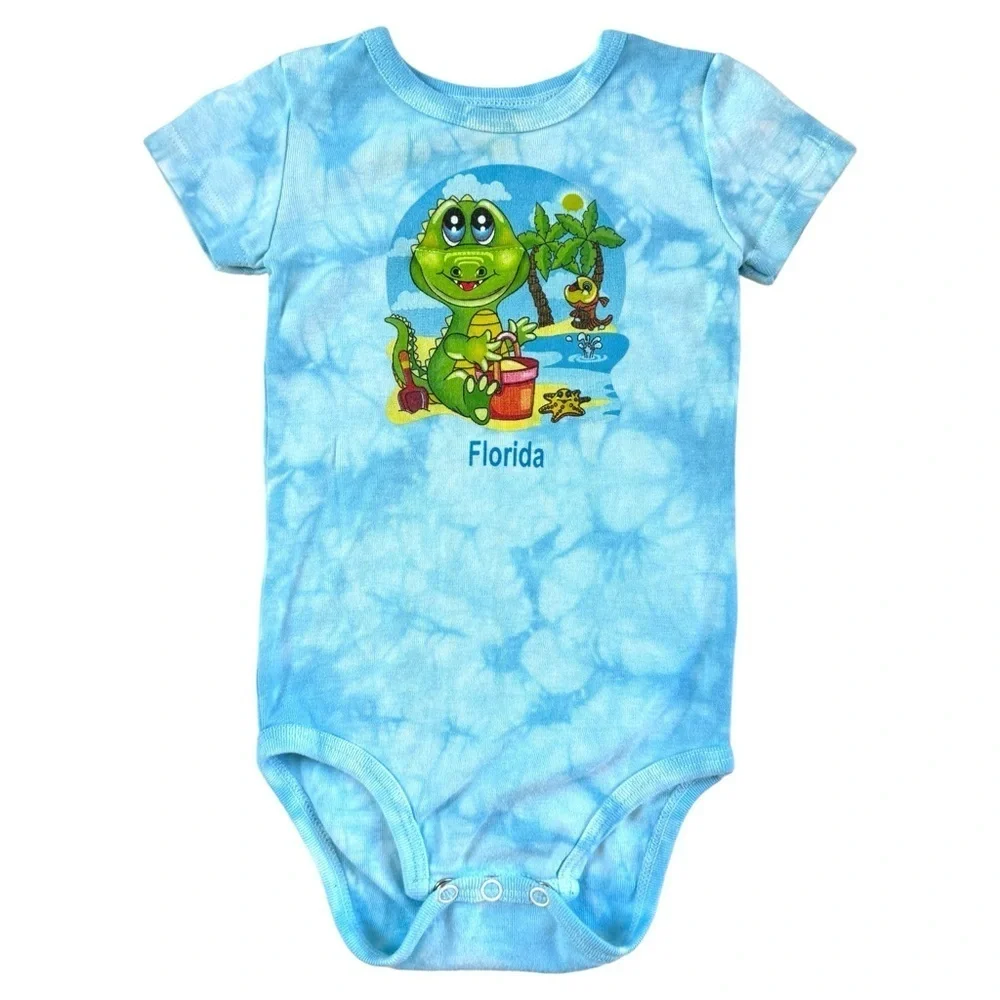 Short Sleeve Blue Tie Dye Florida Onesie